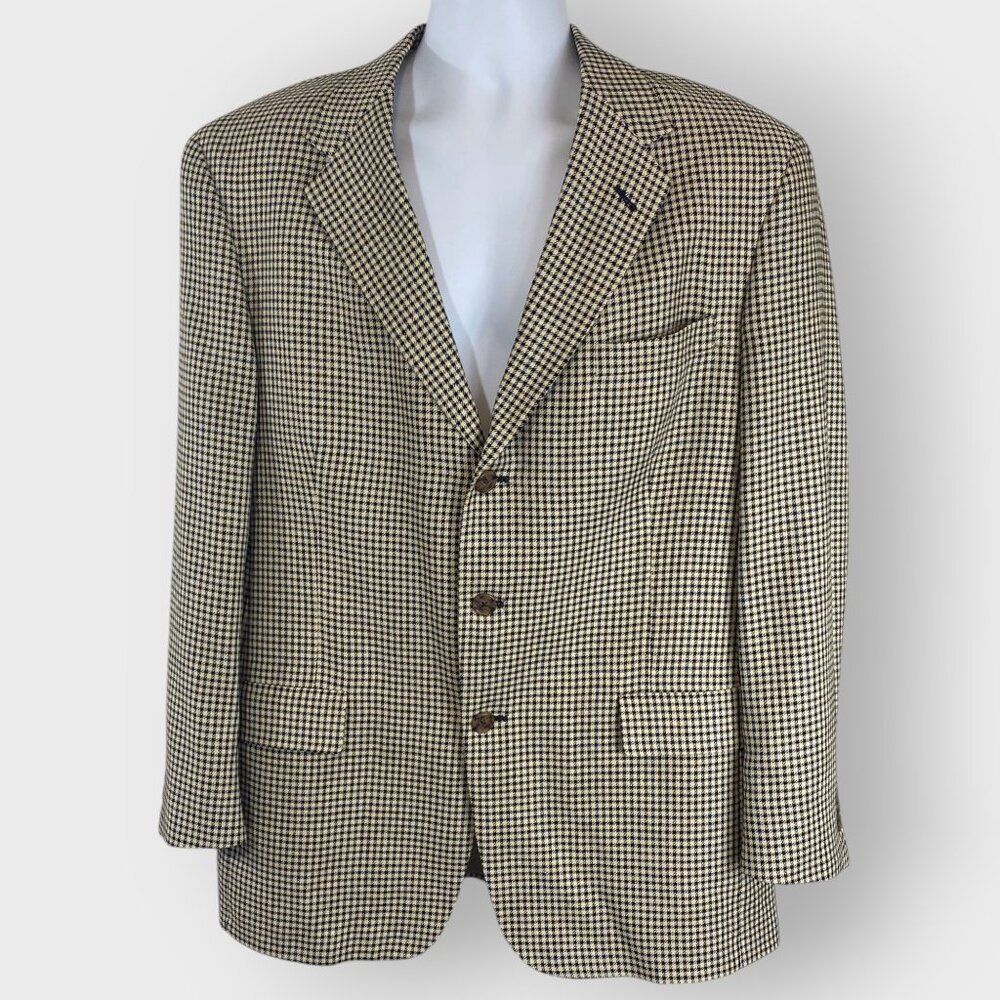 Vtg 80s Tommy Hilfiger Blazer | 42R | Houndstooth Vented | Old Money Countryside
